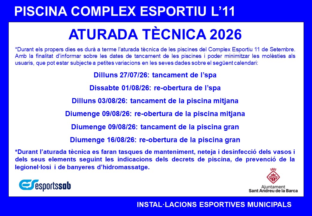 ATURADA TÈCNICA PISCINA COMPLEX L'11